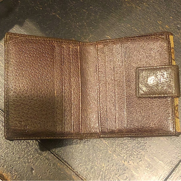 GUCCI GG Trifold Canvas Jacquard Wallet Tan Brown Leather Accent - Picture 7 of 17